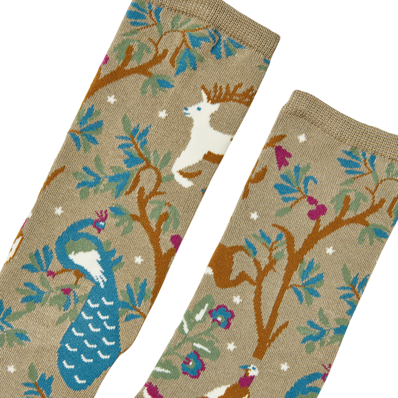 Joules Excellent Everyday Pair Of Socks - Cream Woodland-1